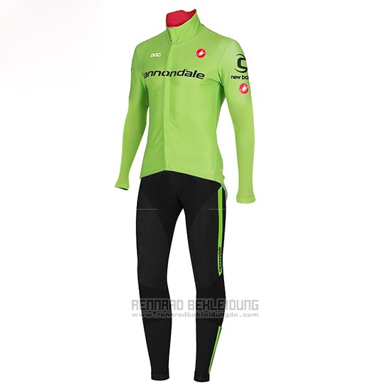 2017 Fahrradbekleidung Cannondale Grun Trikot Langarm und Tragerhose